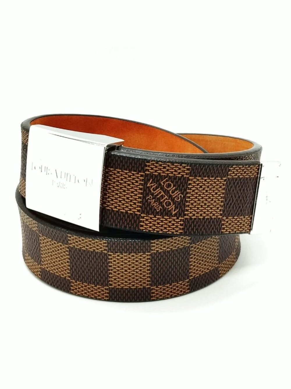 Authentic Louis Vuitton Damier Ebene Belt Silver Buckle Luxury Designer - Picture 2 of 11